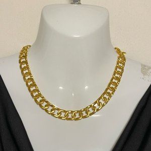 GOLD Tone Hexagon Link Chain Fashion Necklace Snap Lock Clasp 18